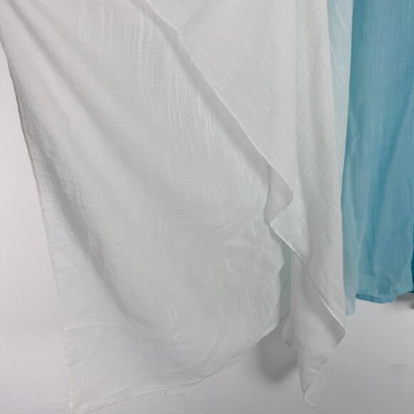 NWT J. Jill Ombre Poncho With Neckline Trim In Light Blue White Plus Size XL-3X - Picture 5 of 14